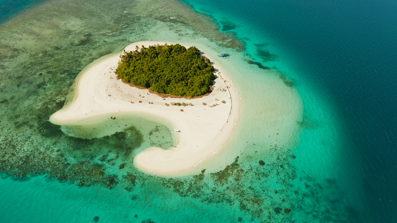 Tropical island with sandy beach. Balabac, Palawan, Philippines